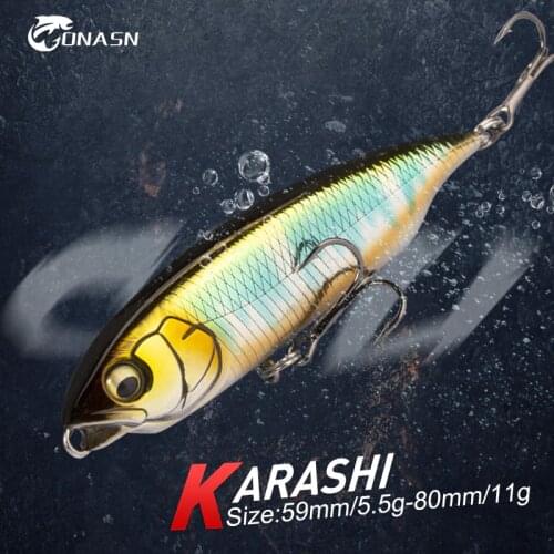ONASN KARASHI Slow Sinking Pencil Fishing Lures 59mm 80mm Good Action Hard Baits Fishing tackle Crankbait Wobblers lure For Bass