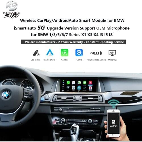 Support OEM Microphone Wireless CarPlay AndroidAuto Smart Module for BMW CarPlay 5G Upgrade Version for 1/3/5/6/7 Series X1 X3