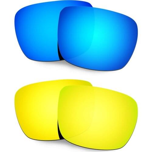 HKUCO For Spy Optic Helm Sunglasses Polarized Replacement Lenses 2 Pairs Blue & Gold
