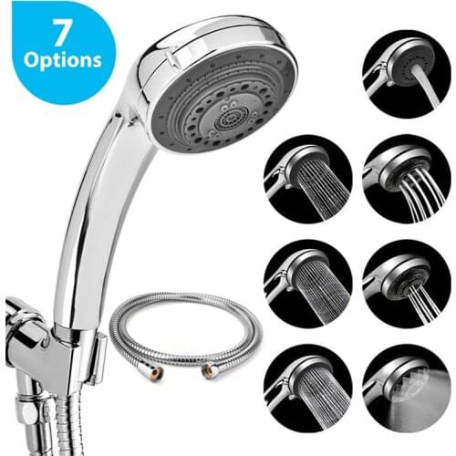 Handheld Shower Head High Pressure ABS Adjustable 7 Spary Setting Shower Head Water Saving Bathroom SPA Shower
