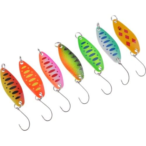 7 Pcs/lot 3.5g 3.5cm Fishing Spoons Trout Lures Metal Casting Jig Lures with Single Hook Fishing Lures