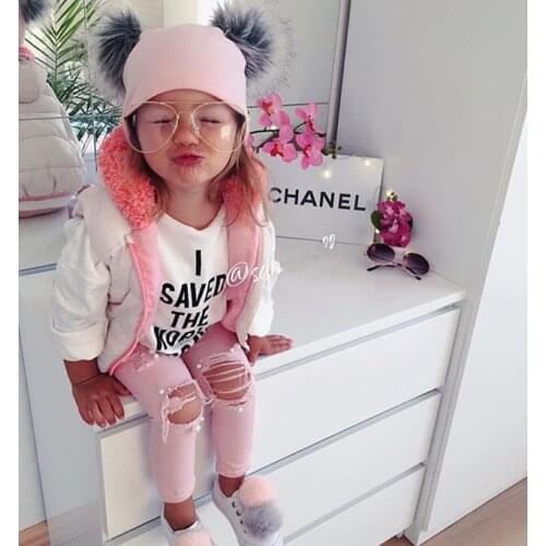 Earflap Cap Children Hat ear Toddler Kids Baby Hat Knit Beanie faux Fur Pom Pom Hat Baby Boys Girls 6 months-3 Years