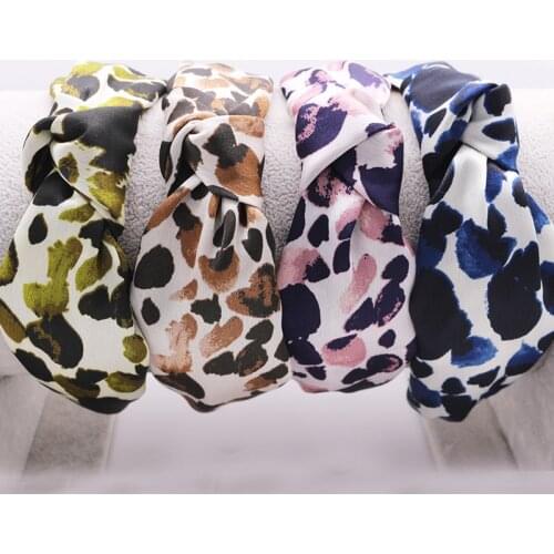 Silk Satin Leopard Knot Hairband Knotted Headband Hair Accessories
