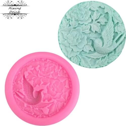 DIY flower and bird pattern food grade silica gel mold chocolate biscuit resin clay Kitchen Baking tool cake decoration tool