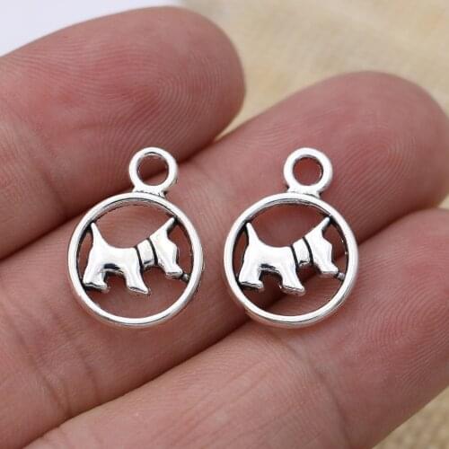 10Pcs Tibetan Silver Plated Dog Charms Pendants for Bracelet Jewelry Making Accessories Handmade Craft