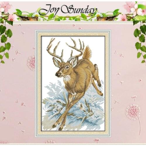 Running Deer Pattern Counted Cross Stitch Handmade 11CT 14CT Cross Stitch animals Cross-Stitch Kit Embroidery for Needlework