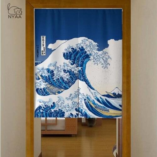 Japanese Ukiyo-e Door Curtain Mount Fuji Partition Curtain Kitchen Bedroom Toilet Half Curtain Feng Shui Curtain Noren