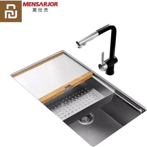 Youpin Kitchen Multi-function Combination Hand-made Sink 50L Stainless Steel sink with chopping board drain basket