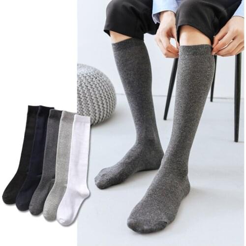 Urgot 1 Pair Mens Solid Color Large Business Harajuku Winter Fashion Pure Cotton Deodorant Casual Long Black Socks Calcetines