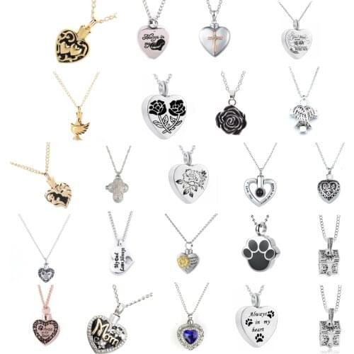 1pcs Stainless Steel Cremation Ash Jewelry Heart Urn Necklace Memorial Heart Pendant Funnel Fill Kit