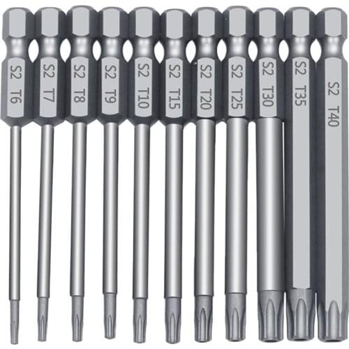 11pcs Screwdriver Bit Set Hexagonal Shank Long Screwdriver Bits 75mm/100mm MUMR999