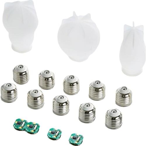 3pcs Silicone Resin LED Light Bulb Molds Chip Base Cover Epoxy Making Mould