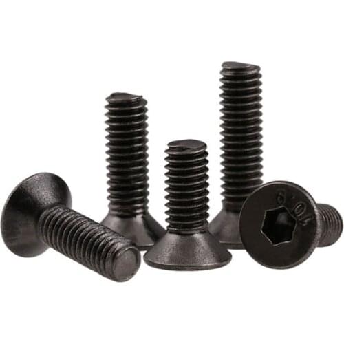 5/10/20/50Pcs M4 M5 M6 Black Nickel 10.9 High Tensile Socket Countersunk Screws Bolt Allen Key