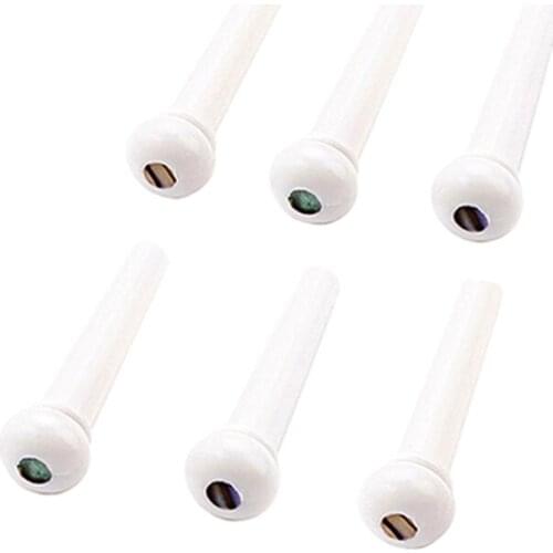 6pcs Guitar Bone Bridge Pins Replacement Parts W/ Dot White Color