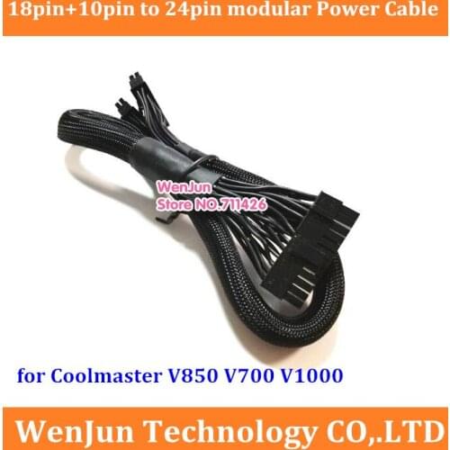 60CM Black Sleeved 24Pin ATX to 10Pin +18Pin Modular Power Supply Cable for Coolermaster V850 V700 V1000