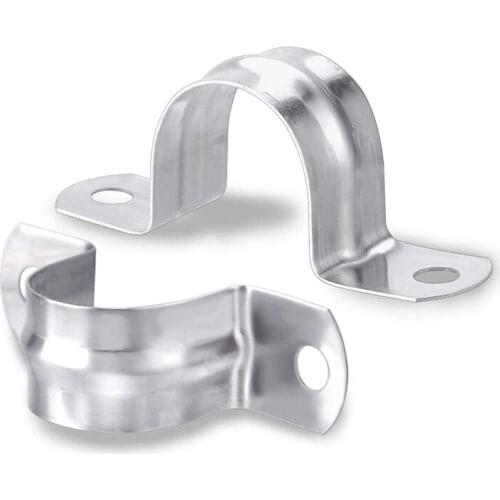 60 Pack M25 (1 Inch) Stainless Steel Rigid Pipe Strap with 2 Holes Cable U Bracket Clamp Hanger