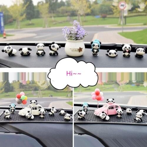 8PC Personality Panda Car Jewelry Ornaments Cute Car Decoration High-end Car Central Control Interior Auto Products Accessories