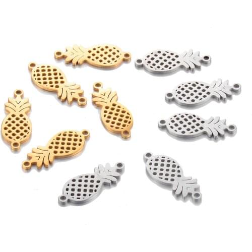 10Pcs/Lot Stainless Steel Double Hole DIY Accessories Pineapple Pattern Fashion Jewelry