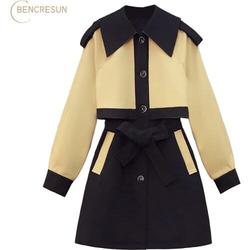 Женские длинные тренчи Bencresun China At AliExpress