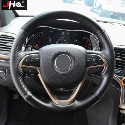 JHO Patchwork Faux Leather Steering Wheel Hand-stitching Wrap Cover For Jeep Grand Cherokee 2014-2020 2019 2018 Car Accessories