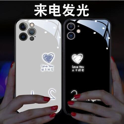 Tempered Glass Lumious Lover Phone Case For iPhone 12 Pro Case Flash LED Cover For iPhone 7 8 Plus X Xr Xs 11 12 Pro Max 12 Mini