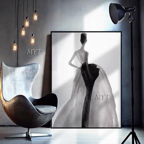 Black And White Sexy Lady Portrait Art Oil Painting Wall Decor Art Woman Figure Canvas Artwork For Bedroom Decorative Item