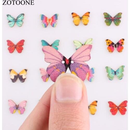 ZOTOONE DIY Buttfly Wood Button For Clothing Scrapbooking Accessories Handmade Wooden Snap Buttons Mix Sewing Supplies Wholesale