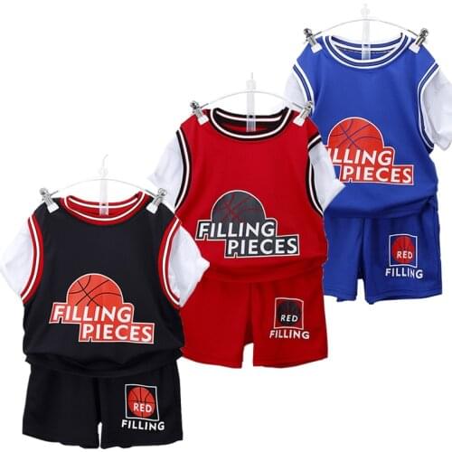 Kids Basketball Clothes Sets Summer Tops Tees Shorts Pant Set 2pcs Sports Letter Childrens Clothing Boys Girls Tracksuit Outfit