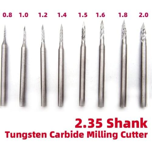 1Pcs 2.35mm Shank Tungsten Carbide Milling Cutter Steel Engraving Burrs Drill Bit Machine File Accessories Cutters Electric Tool