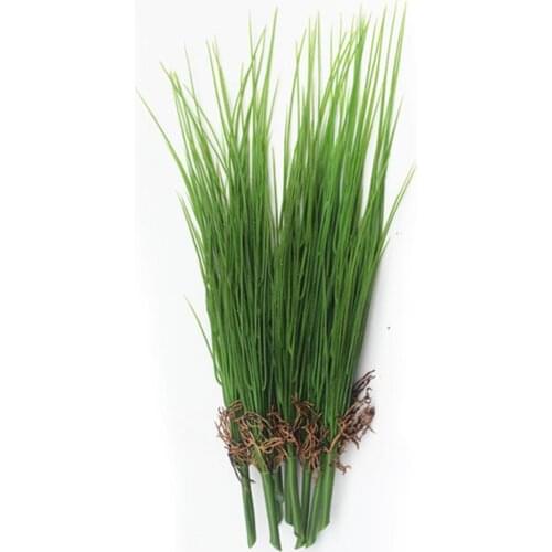 Artificial Green Plant Fine Grass 45cm Plastic Green Home Decoration Garden Grass W9C1 Potted M0V7
