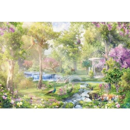 JMINE Div 5D Fairy Park Garden Peacock Tiger Full Diamond Painting cross stitch kits art Scenic 3D paint by diamonds