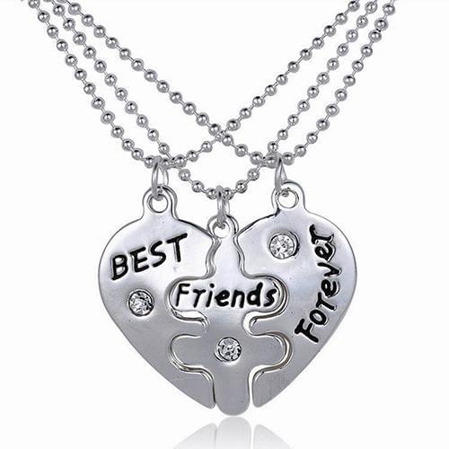 3Pcs Womens Best Friends Forever Split Heart Friendship Necklace Set Jewelry women accessories
