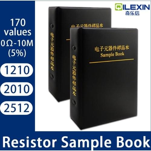 Resistor Kit 1210 2010 2512 5% FR-07 SMD Book SMT Chip Resistor Assortment Kit 170 Values 0R-10M Sample Book