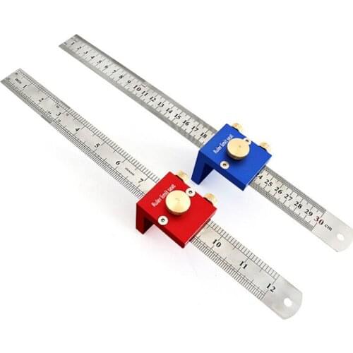30cm/12 Inch Scribing Ruler 90 Degrees Scale Ruler Measuring Marking Gauge Woodworking Right Angle Ruler with Positioning Block