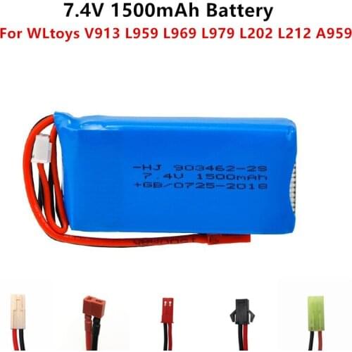 7.4V 1500mah Lipo battery for WLtoys V913 L959 L969 L979 L202 L212 A959 12428 HJ816 HJ817 RC cars model 903462-2S Battery