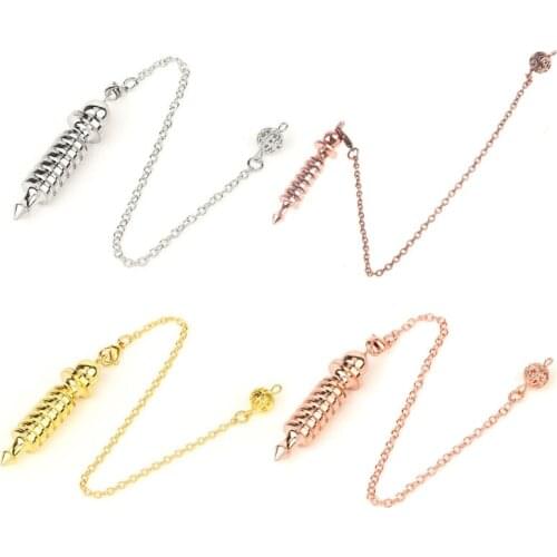 Metal Pendulum Dowsing Divination Reiki Healing Spiritual Meditation Yoga Amulet Screw Shape Pendule Pendant Jewelry 264E