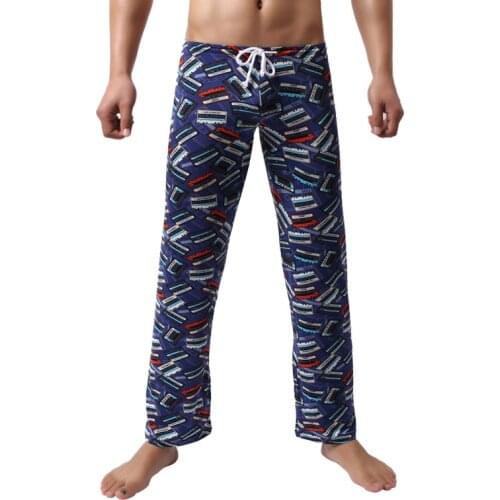 Mens Sleep Bottoms Printed Loose Trousers Lounge Wear Pants Casual Drawstring Sleepwear Pantalones Underwear Pyjamas Pants