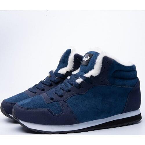 2021 New Men Boots Warm Fur Winter Snow Boots Ankle Botas Hombre Winter Boots For Men Women Plush Flat Shoes Plus Size 36-48