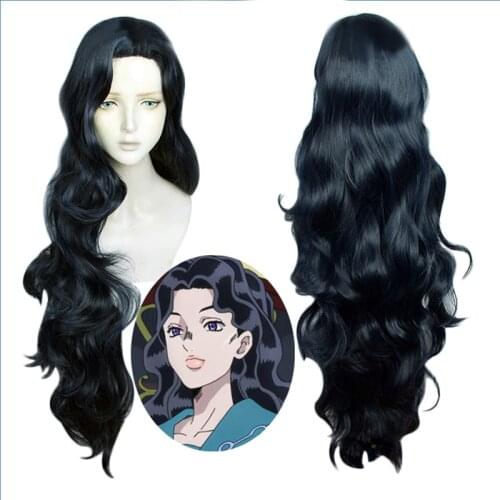 Yamagishi Yukako 120cm Long Wig JoJos Bizarre Adventure Cosplay Black Blue Heat Resistant Hair Wig + Free Wig Cap