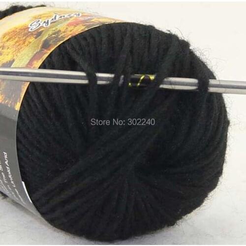 Lot of 1 skeins x 50g Chunky Hand Coarse Knitting Scores wool yarn Black 817