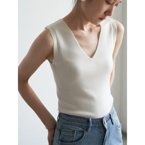 Tencel + Silk + Cotton simple and fashionable commuter versatile V-neck with vest for womens summer wear 0627-7