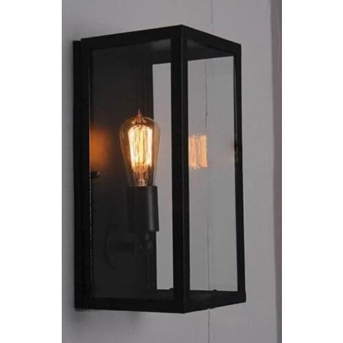 Clear Glass Cover Outdoor Retro Wall Light Metal Frame Glass Wall lamp Lighting Fixture Aisle Wall Sconce