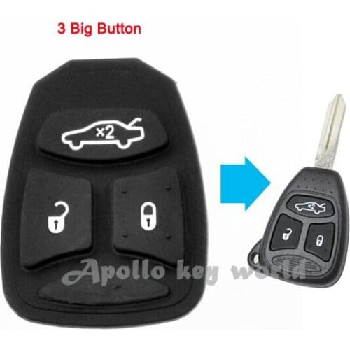 3 Button Replacement Remote Rubber Button Pad For Chrysler Jeep Dodge (Big Button)5PCS/lot
