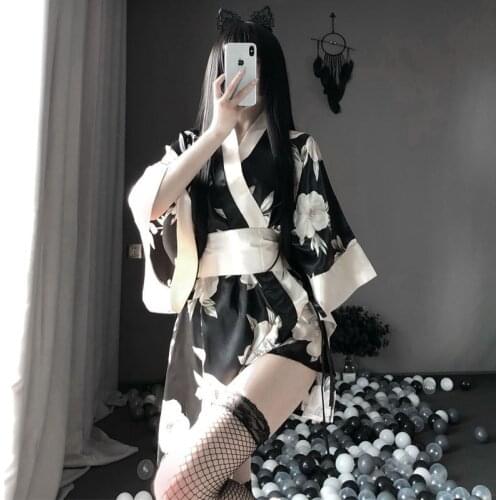 Sexy Japanese Kimono Lingerie Cheongsam Traditional Style Robe Yukata Costumes Pajamas Temptation Clothing Cosplay Outfit
