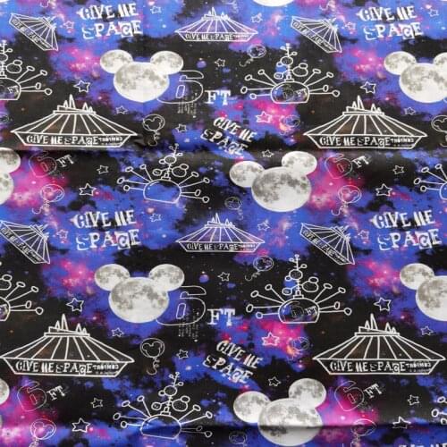 GIVE ME SPACE Blue 100% Cotton Fabric for Girl Clothes Bedding Set Hometextile Cushion Cover Backpack DIY