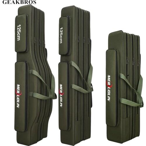 90/100/120CM Fishing Rod Bag Fishing Tackle Backpack Waterproof Oxford Fishing Pole Tools Storage 2/3 Layer Fishing Gear Case