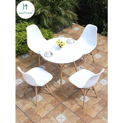 LOUIS FASHION Outdoor table and chair five piece balcony three piece net milk tea, outdoor and indoorcombination