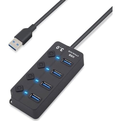USB Hub 3.0 Individual Power Switch Data Hub Splitter 4 Port USB 3.0 Hub with Switch for PC