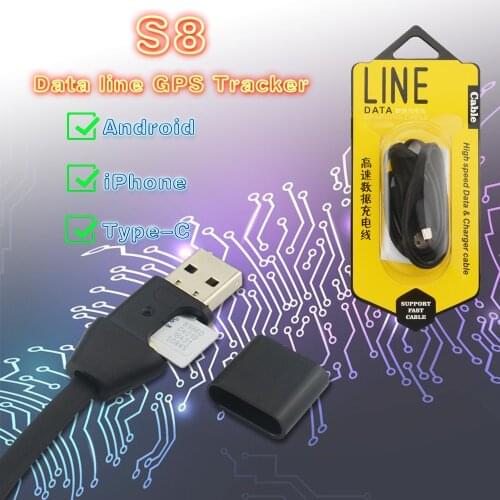 USB Data Cable S8 GPS Tracker For Android / iPhone Anti-lost GPS Position Pickup Voice Actives Charging Car Positioning Locator