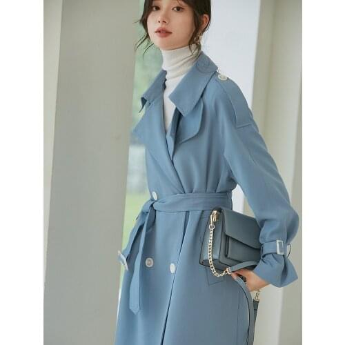 Windbreaker coat womens middle and long small spring and autumn thin 2021 new high-end fashionable and beautiful coat